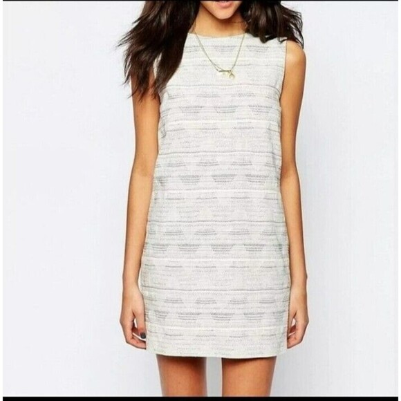 Sessun Rosselito Jacquard Tweed Open Back Shift Mini Dress Sz XS Lined N88 - Picture 3 of 11